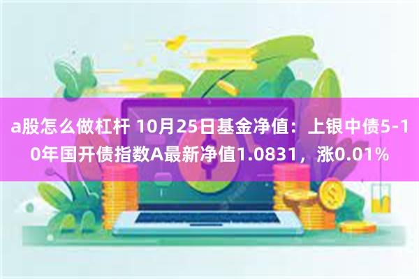 a股怎么做杠杆 10月25日基金净值：上银中债5-10年国开债指数A最新净值1.0831，涨0.01%